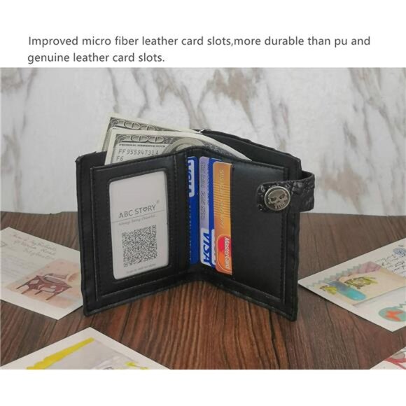 Unisex Punk Gothic Skull Biker Wallet with Stainless Chain Trucker - Picture 6 of 16